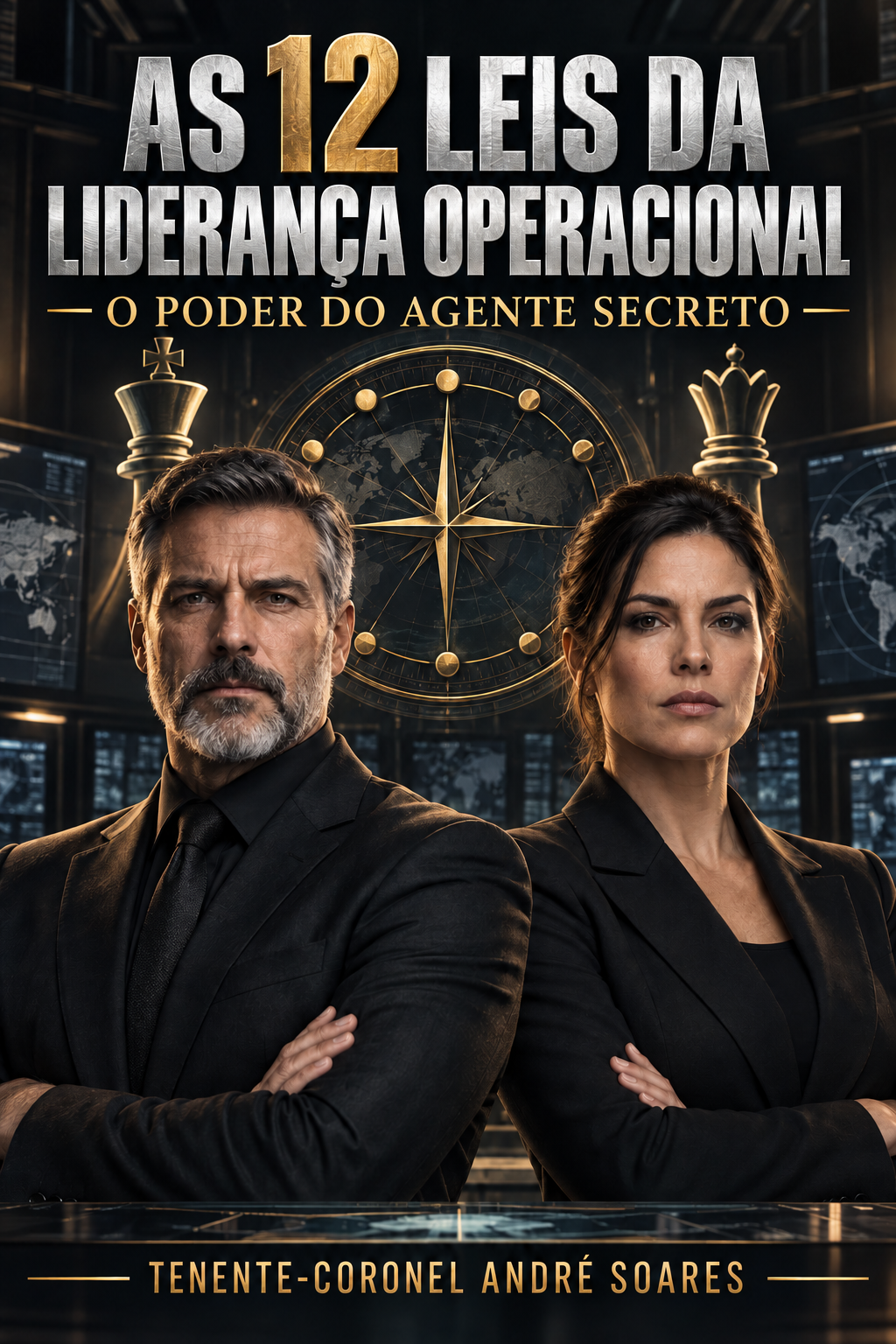 Homem e mulher em posição de protagonismo equivalente na capa As 12 Leis da Liderança Operacional
